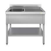 Plonge inox 1 bac - 1200 x 700 mm égouttoir droite ECO / GOLDINOX 