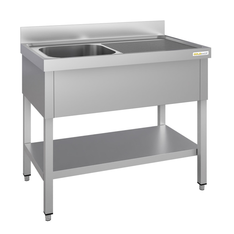 Plonge inox 1 bac - 1400 x 700 mm égouttoir droite ECO / GOLDINOX 