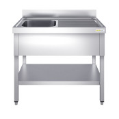 Plonge inox 1 bac - 1200 x 700 mm égouttoir droite PREMIUM / GOLDINOX 