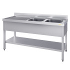 Plonge inox 2 bacs - 1400 x 700 mm égouttoir gauche ECO / GOLDINOX 