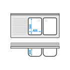 Plonge inox 2 bacs - 1600 x 700 mm égouttoir gauche ECO / GOLDINOX 