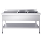 Plonge inox 2 bacs - 1400 x 700 mm égouttoir gauche PREMIUM / GOLDINOX 