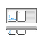 Plonge inox 2 bacs - 1400 x 700 mm égouttoir droite PREMIUM / GOLDINOX 