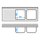 Plonge inox 2 bacs - 1800 x 700 mm égouttoir gauche PREMIUM / GOLDINOX 