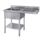 Plonge lave-vaisselle inox 1 bac - 1200 x 600 mm égouttoir droite ECO / GOLDINOX