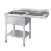 Plonge lave-vaisselle inox 1 bac - 1400 x 600 mm égouttoir droit PREMIUM / GOLDINOX