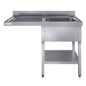 Plonge lave-vaisselle inox 1 bac - 1200 x 600 mm égouttoir gauche ECO / GOLDINOX