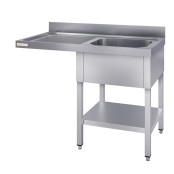 Plonge lave-vaisselle inox 1 bac - 1200 x 600 mm égouttoir gauche ECO / GOLDINOX