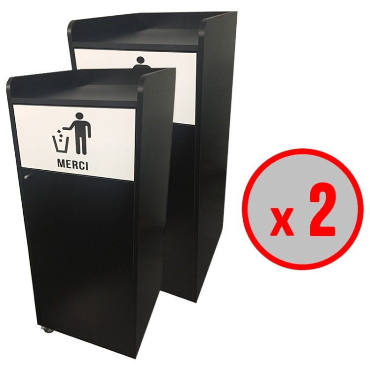 Lot de 2 Poubelles snack en bois 100L