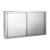 Placard mural inox 1400 x 400 mm / Hauteur 1000 mm avec portes coulissantes PREMIUM / GOLDINOX