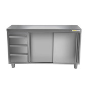 Meuble bas inox 1400 x 600 mm avec 3 tiroirs gauche ECO / GOLDINOX