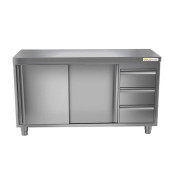 Meuble bas inox 2000 x 600 mm avec 3 tiroirs droit ECO / GOLDINOX