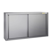 Placard mural inox 1400 x 400 mm / Hauteur 800 mm avec portes coulissantes ECO / GOLDINOX