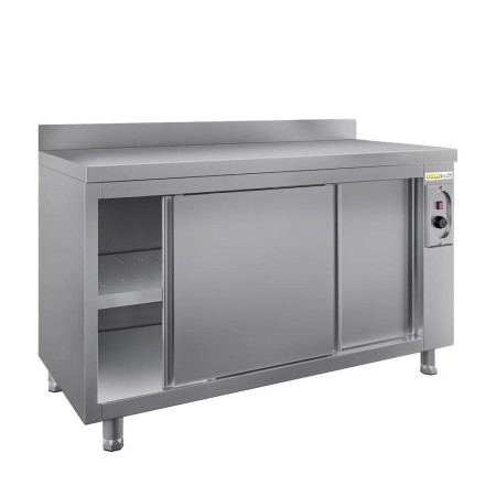 Meuble bas inox chauffant 1400 x 600 mm adossée ECO / GOLDINOX