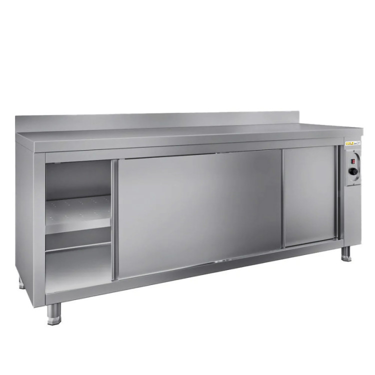 Meuble bas inox chauffant 2000 x 600 mm adossée ECO / GOLDINOX