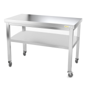 Table inox 1000 x 500 mm sur roulettes / GOLDINOX