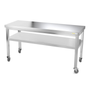 Table inox 1800 x 500 mm sur roulettes / GOLDINOX