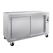 Meuble bas inox chauffant 1400 x 600 mm sur roulettes PREMIUM / GOLDINOX