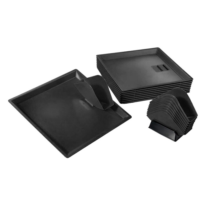 15 plateaux de service avec porte-sandwich / kebab (Noir) - MELFORM / PLATOOFLEX