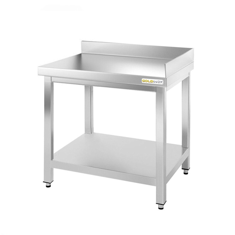 Table inox d'angle 600 x 600 mm adossée PREMIUM / GOLDINOX