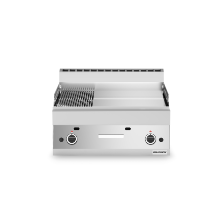 Plaque de cuisson à gaz 700 mm lisse et rainurée chromée (11,4 kw) à poser PREMIUM / GOLDINOX