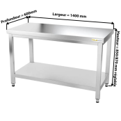 Table inox 1400 x 600 mm PREMIUM / GOLDINOX