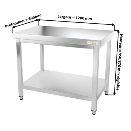 Table de travail inox 1200 x 600 mm IDEAL / GOLDINOX