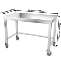 Table inox 1500 x 600 mm avec renfort sur roulettes / GOLDINOX