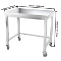 Table inox 1000 x 600 mm avec renfort sur roulettes / GOLDINOX