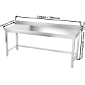 Table inox 1800 x 600 mm adossée avec renfort PREMIUM / GOLDINOX