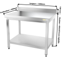 Table inox 1200 x 600 mm adossée PREMIUM / RESTONOBLE