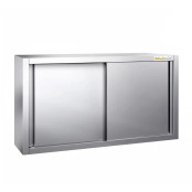 Placard mural inox 1400 x 400 mm / Hauteur 650 mm avec portes coulissantes PREMIUM / GOLDINOX