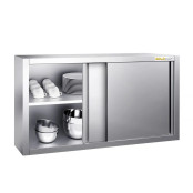 Placard mural inox 1400 x 400 mm / Hauteur 650 mm avec portes coulissantes PREMIUM / GOLDINOX
