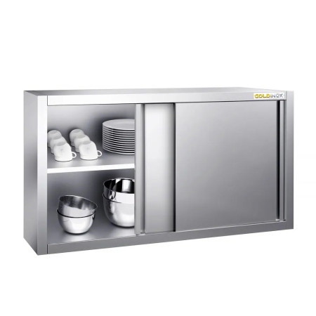 Placard mural inox 1400 x 400 mm / Hauteur 650 mm avec portes coulissantes PREMIUM / GOLDINOX