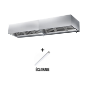 Hotte caisson sans moteur 2200 x 900 x 400 mm avec éclairage, filtre et robinet de vidange PREMIUM / GOLDINOX