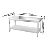Table inox soubassement 1600 x 600 mm / GOLDINOX 