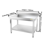 Table inox soubassement 1000 x 600 mm adossée / GOLDINOX 