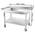 Table inox soubassement 1200 x 600 mm adossée sur roulettes / GOLDINOX 