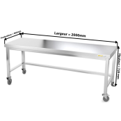 Table inox soubassement 1800 x 600 mm avec renfort sur roulettes / GOLDINOX 