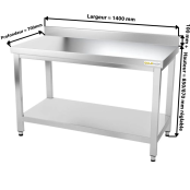 Table inox 1400 x 700 mm adossée ECO / GOLDINOX 