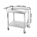 Table inox 600 x 700 mm sur roulettes / GOLDINOX 