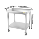 Table inox 700 x 700 mm sur roulettes / GOLDINOX 