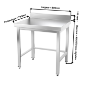 Table inox 800 x 700 mm adossée avec renfort / GOLDINOX