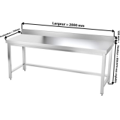 Table inox 2000 x 700 mm adossée avec renfort / GOLDINOX