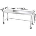 Table inox 2000 x 700 mm avec renfort sur roulettes / GOLDINOX