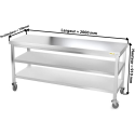 Table inox 2000 x 700 mm avec 2 étagères sur roulettes / GOLDINOX