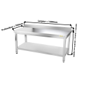 Table inox soubassement 1400 x 700 mm adossée / GOLDINOX 