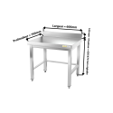 Table inox soubassement 600 x 700 mm adossée avec renfort / GOLDINOX 