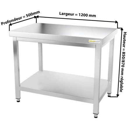 Table inox 1200 x 500 mm / GOLDINOX