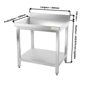 Table inox 500 x 500 mm adossée PREMIUM / GOLDINOX